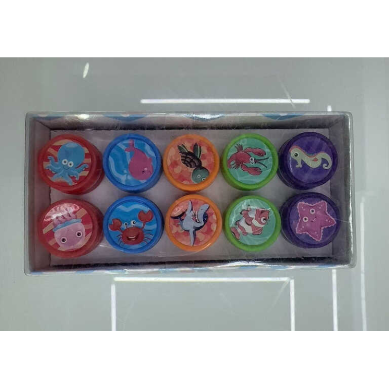 Набір печаток C 71060 (420) “Море і його жителі“, розмір: 2.5х3 см, 10 штук в упаковці, вбудоване чорнило, в коробці