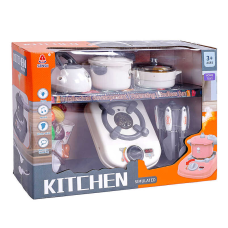 Набір посуду  096 D-4 A Штрих=00308 (15) 18 елементів, електрична плита, звук, підсвічування, парогенератор, продукти, озвучування китайською мовою, в коробці