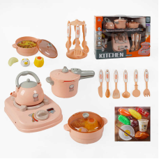 Набір посуду  096 D-4 Штрих=00285 (15)18елем., електрична плита, звук, підсвічування, парогенератор, продукти, озвучування китайською мовою, в коробці