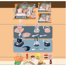 Набір посуду 096 D-5 Штрих=00247 (24/2) підсвічування, звукові ефекти, парогенератор, посуд, продукти, в коробці, ВИДАЄТЬСЯ ТІЛЬКИ МІКС ВИДІВ