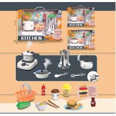 Набір посуду 096 D-5 A Штрих=00254 (24/2) підсвічування, звукові ефекти, парогенератор, посуд, продукти, в коробці, ВИДАЄТЬСЯ ТІЛЬКИ МІКС ВИДІВ