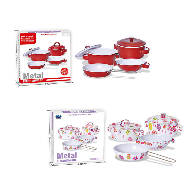 Набір посуду 620 B5 (48/2) 2 види, металевий, сковорідка, каструлі, миска, в коробці