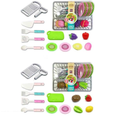 Набір посуду CS 711-10 (80/2) 2 види, продукти на липучках, підставка для посуду, тарілки, столове приладдя, дошка, терка, овочечистка, в слюді