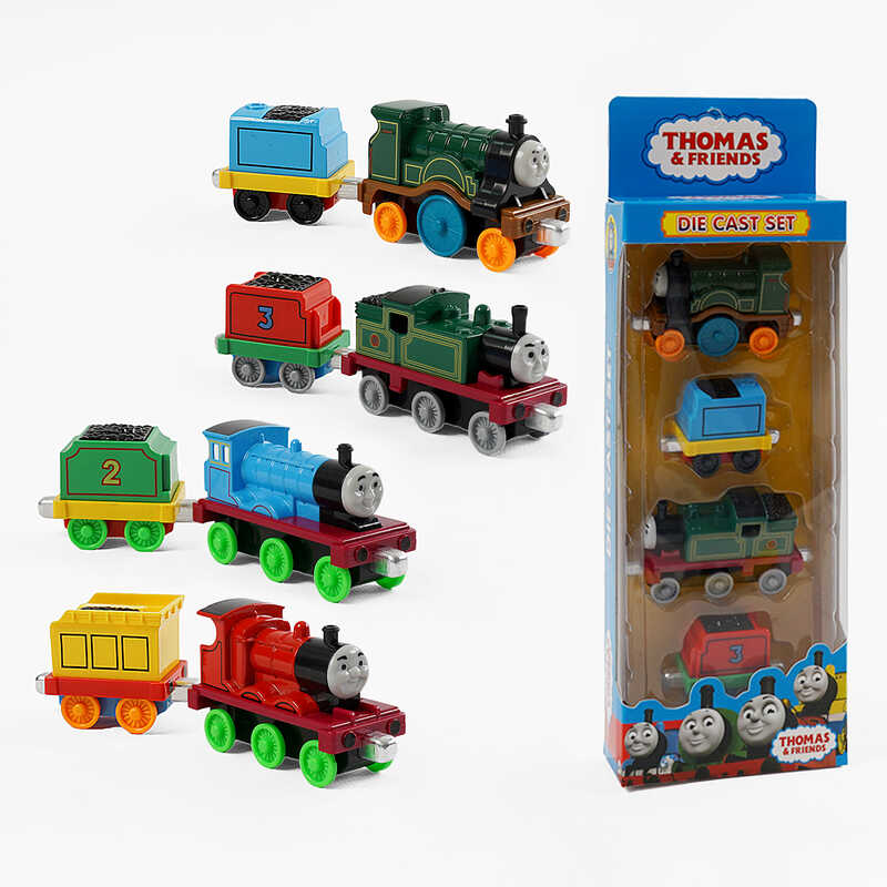 Набір потягів 899-13 (96/2) 2 види, металопластик, магнітне з“єднання, вагончиків, 2 локомотиви, 2 вагончики, в коробці Набір потягів 899-13 (96/2) 2 види, металопластик, магнітне з“єднання, вагончиків, 2 локомотиви, 2 вагончики, в коробці