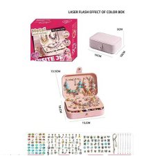 Набір прикрас 5568-1 C (36) 132 аксесуари, шарми, основи для браслетів, основи для намиста, скринька, в коробці