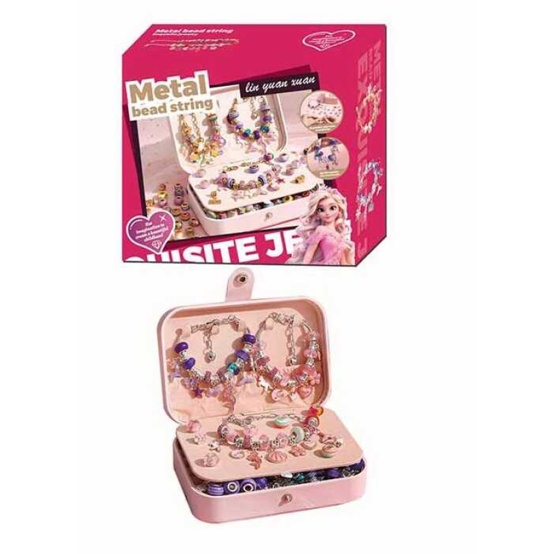 Набір прикрас 5568-1 D (36) 132 аксесуари, шарми, основи для браслетів, основи для намиста, скринька, в коробці