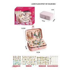 Набір прикрас 5568-2 C (36) 132 аксесуари, шарми, основи для браслетів, основи для намиста, скринька, в коробці