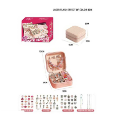 Набір прикрас 5568-3 A (36)  66 деталей, текстильна шкатулка, 2 види шармів, основи для прикрас, металеві підвіски, в коробці