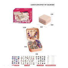 Набір прикрас 5568-3 C (36) 66 деталей, текстильна шкатулка, 2 види шармів, основи для прикрас, металеві підвіски, в коробці