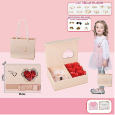 Набір прикрас 769-10 (144/2) магнітна застібка, підвіска, каблучка, сережки, бутони троянди, листівка, паперовий пакет, в коробці