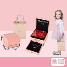 Набір прикрас 769-13 (144/2) висувна шухляда, підвіска, бутони троянди, листівка, паперовий пакет, в коробці