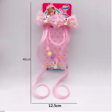 Набір прикрас A 12 (600/2) намисто, браслет, 2 прядки штучного волосся на заколках, прикраси-єдинороги, в пакеті