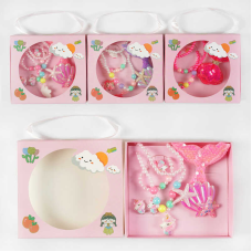 Набір прикрас C 63935 (260) 3 види, “Русалонька”, намисто, сережки-кліпси, шпильки, каблучка, в коробці, ВИДАЄТЬСЯ ТІЛЬКИ МІКС ВИДІВ