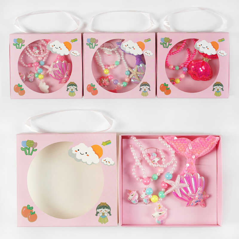 Набір прикрас C 63935 (260) 3 види, “Русалонька”, намисто, сережки-кліпси, шпильки, каблучка, в коробці, ВИДАЄТЬСЯ ТІЛЬКИ МІКС ВИДІВ Набір прикрас C 63935 (260) 3 види, “Русалонька”, намисто, сережки-кліпси, шпильки, каблучка, в коробці, ВИДАЄТЬСЯ ТІЛЬКИ МІКС ВИДІВ