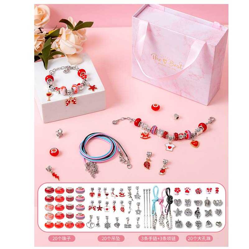 Набір прикрас DLS 1105 (100) 6 основ браслетів, шарми, скринька, в коробці