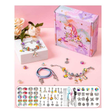 Набір прикрас DLS 1106 (100) “Веселковий бокс“, основи для браслетів, намистини, підвіски, в коробці