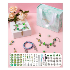 Набір прикрас DLS 1107 (100) “Зелений бокс“, основи для браслетів, намистини, підвіски, в коробці