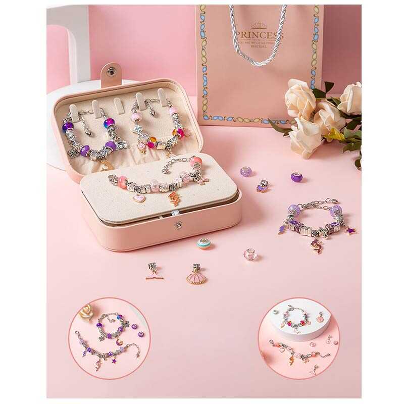 Набір прикрас DLS 1126 (48) 6 основ для браслетів, 3 основи для намиста, шарми, шкатулка, в коробці