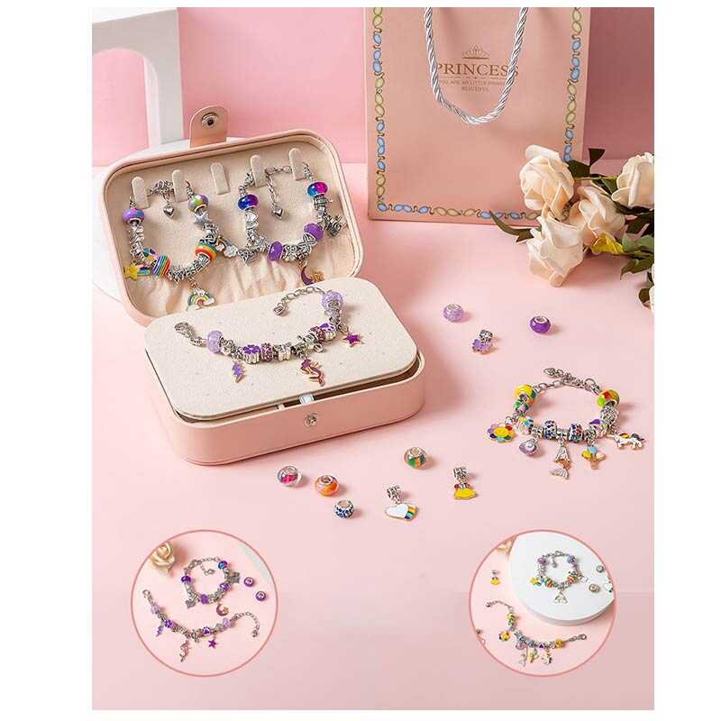 Набір прикрас DLS 1127 (48) 6 основ для браслетів, 3 основи для намиста, шарми, шкатулка, в коробці