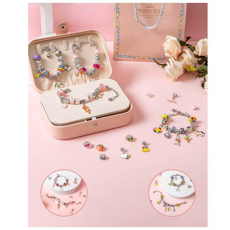 Набір прикрас DLS 1128 (48) 6 основ для браслетів, 3 основи для намиста, шарми, шкатулка, в коробці