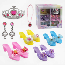 Набір прикрас JY 1210 (24/2) взуття з декором, корона, підвіска, кулон, сережки, в коробці