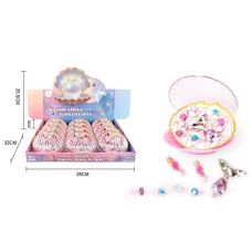 Набір прикрас А 108-6 А (20/2) ЦІНА ЗА 12 ШТУК В БЛОЦІ, 4 каблучки, сережки, заколка для волосся, прозорий бокс