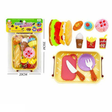 Набір продуктів 174 A5 (72/2) солодощі та випічка на липучках, картопля фрі, бутерброд, кошик, виделка, ніж, тарілка і дошка, в пакеті