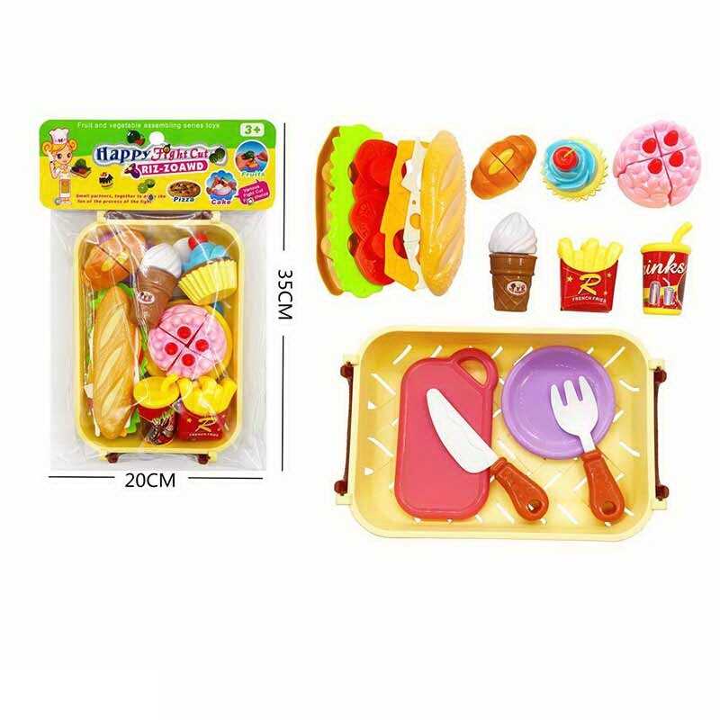 Набір продуктів 174 A5 (72/2) солодощі та випічка на липучках, картопля фрі, бутерброд, кошик, виделка, ніж, тарілка і дошка, в пакеті