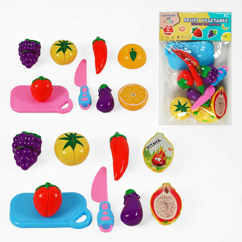 Набір продуктів MDX 130 B4  (144/2) 2 види, дошка для нарізання, пластиковий ножичок, написи англійською, продукти на магнітах, в пакеті