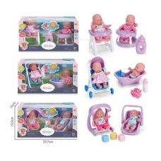 Набір пупсів 230502-01 (24/2) 3 види, 2 пупси, гумові, імітація скляних очей, аксесуари, в коробці, ВИДАЄТЬСЯ МІКС ВИДІВ