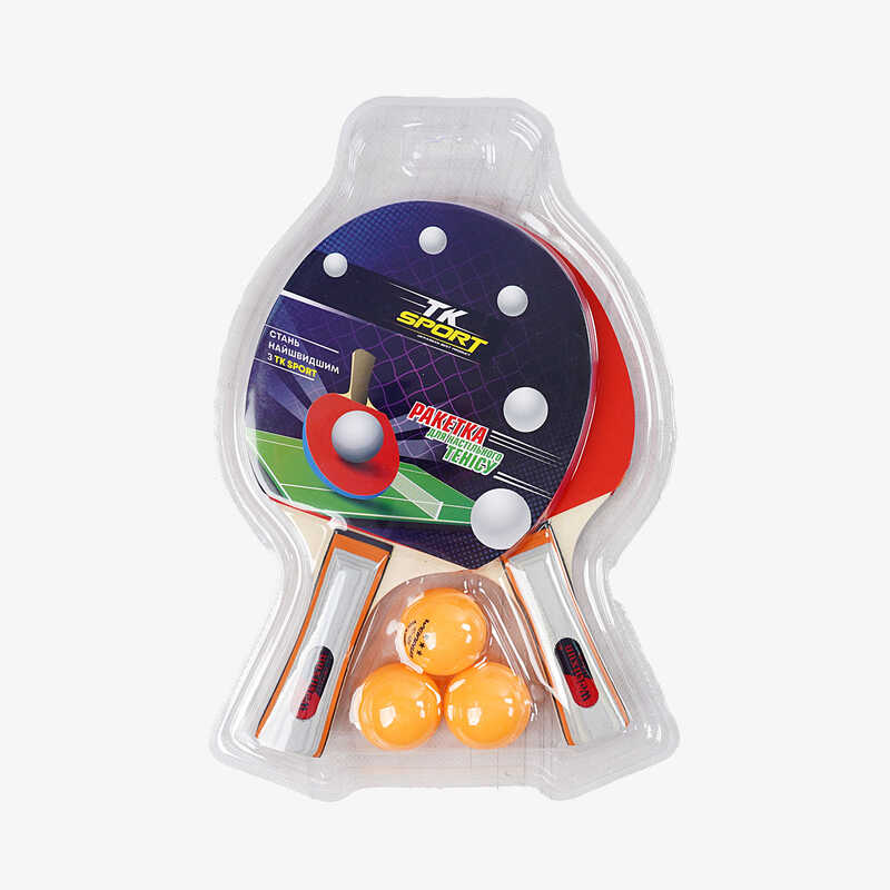 Набір ракеток для пінг-понгу C 70217 (50) “TK Sport“, 2 ракетки + 3 м“ячики, в слюді