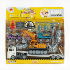 Набір спецтехніки 3389-1 D (48/2) інерційний механізм, 4 машинки, фігурка героя, інструменти,  в коробці