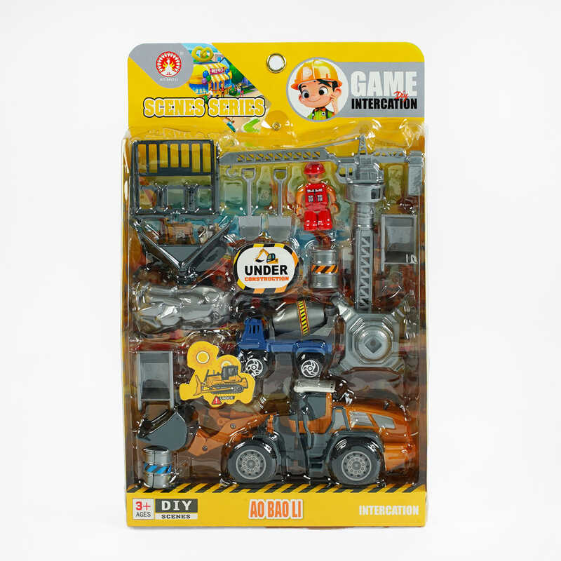 Набір спецтехніки 3389-11 A (60) інерційний механізм, 2 машинки, фігурка героя, інструменти,  в коробці