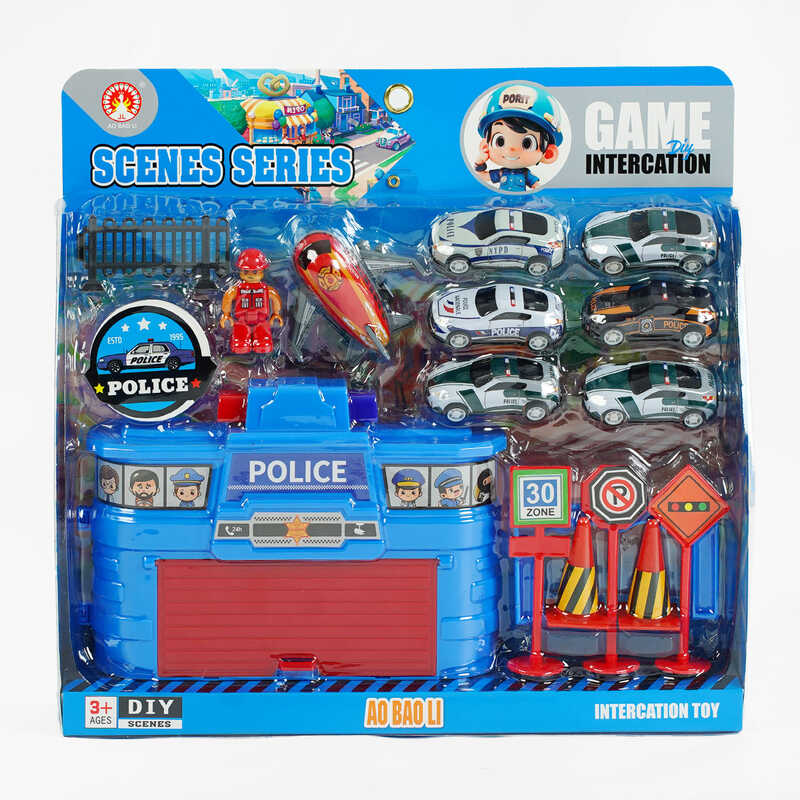 Набір спецтехніки 3389-2 A (48/2) інерційний механізм, 6 машинок, літачок, фігурка героя, інструменти, в коробці