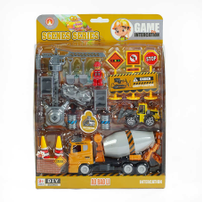 Набір спецтехніки 3389-6 A (48/2), інерційний механізм, 2 машинки, фігурка героя, інструменти, в коробці