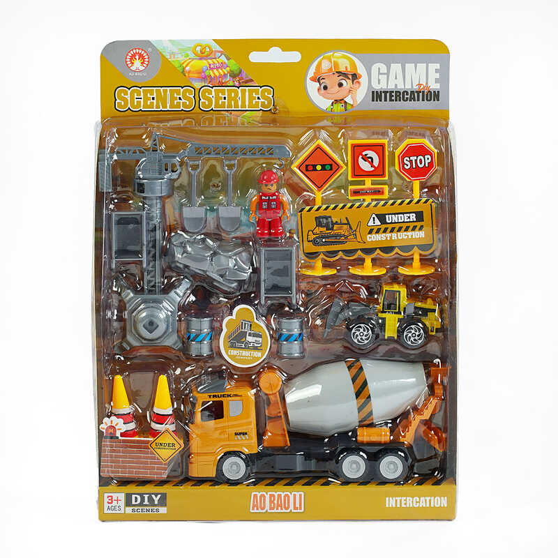 Набір спецтехніки 3389-6 A (48/2), інерційний механізм, 2 машинки, фігурка героя, інструменти, в коробці