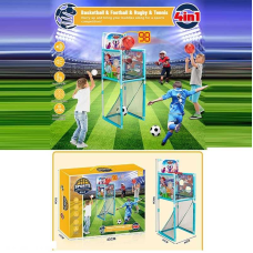 Набір спортивних ігор 956 (12/2) 4 в 1, баскетбол, футбол, теніс, регбі, музика, електронний лічильник, сітка, на батарейках, в коробці