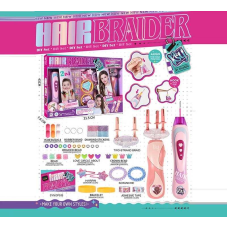 Набір стиліста KSY 961 (24/2) механічний прилад для нанизування бусин, автоматична машинка для накручування волосся, 2 насадки, декоративний скотч, резинки, заколки, браслети, в коробці