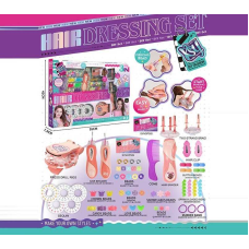 Набір стиліста KSY 966 (20) механічні прилади для нанизування бусин та приклеювання стразів, автоматична машинка для накручування волосся, 2 насадки, пружинки, резиночки, гребінець, заколки, в коробці