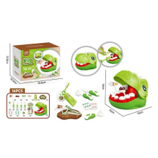 Набір стоматолога 623-922 (72/2) 16 елементів, голова динозавра, отвори в зубах, інструменти, зубна паста, щітка, щипці, солодощі на паличках, в коробці