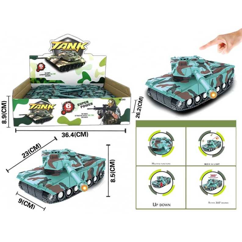Набір танків 383-22 E (24/2) ЦІНА ЗА 6 ШТУК В БЛОЦІ, підсвічування, звуки, тріскачка, інерція
