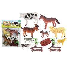 Набір тварин 124-42 E (108/2) “Ферма“, 8 свійських тварин, огорожа, дерева, камінь, в пакеті