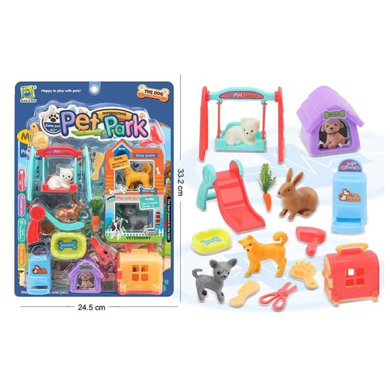 Набір тварин 666-56 (96/2) “Парк розваг“, 4 улюбленця, аксесуари, на листі