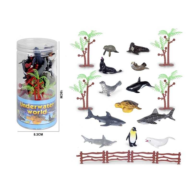 Набір тварин 86-11 (144) “Підводні мешканці“, 12 фігурок, декорації, у тубі