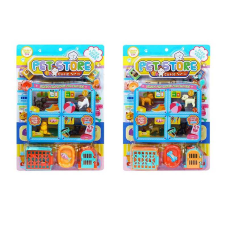 Набір тварин 878-75 A (60) 2 види, 4 фігурки тварин, переноски, мисочки, корм, на листі