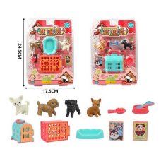 Набір тварин 878-77 A (144/2) 2 види, фігурки тварин, переноска, корм, на листі