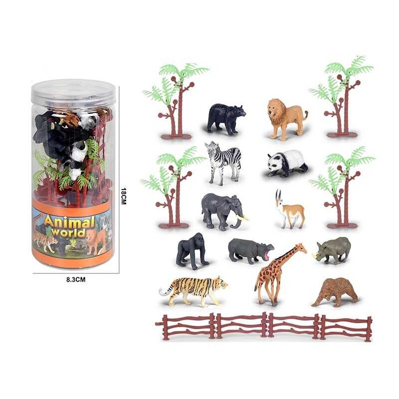 Набір тварин 88-48 (144) “Дикі тварини“, 12 фігурок, декорації, у тубі