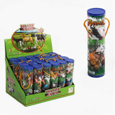 Набір тварин 892 (12/2) “Ферма“, кущі, каміння, тубус, ЦІНА ЗА 24 ШТУКИ В БЛОЦІ, в коробці