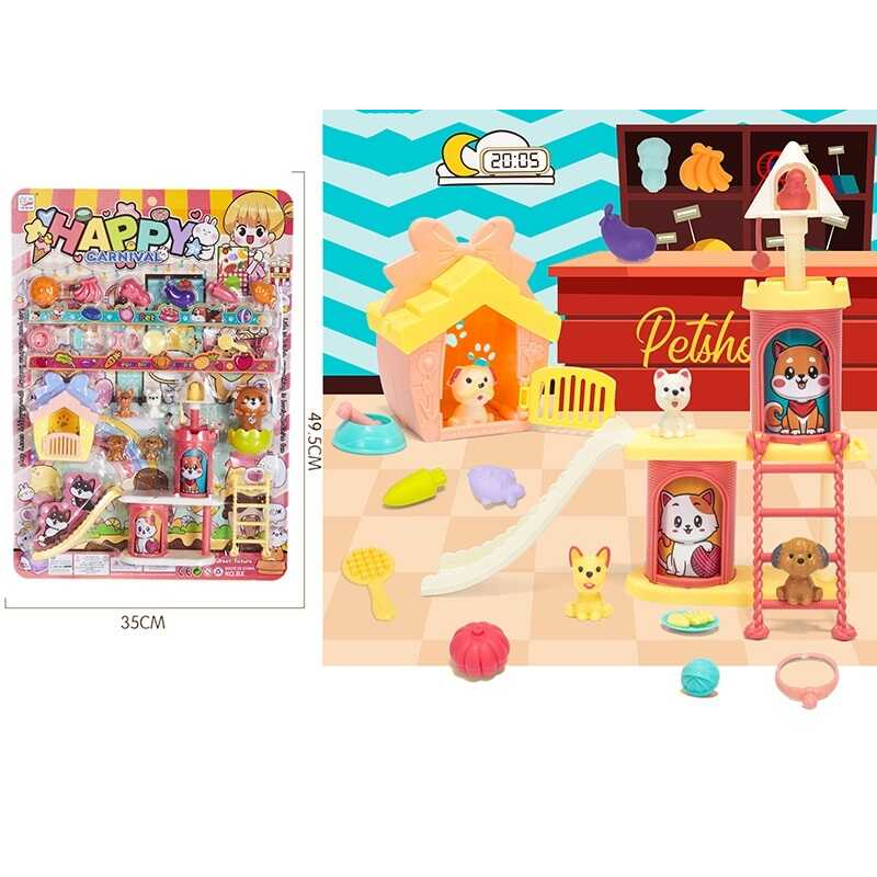 Набір тварин BX 743 A (60) 4 фігурки тварин, аксесуари, муляжі їжі, на листі