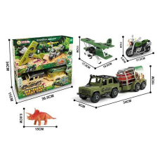 Набір техніки MY 3806-1 (24) звуки, підсвічування, інерційний механізм, мотоцикл, джип, літак, причіп, розбирається, викрутка, фігурка тваринки, в коробці